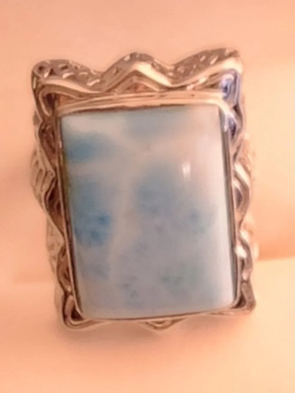 JTV Larimar Rectangular Cabochon & Sterling Silver ring, size 5 - Picture 3 of 7